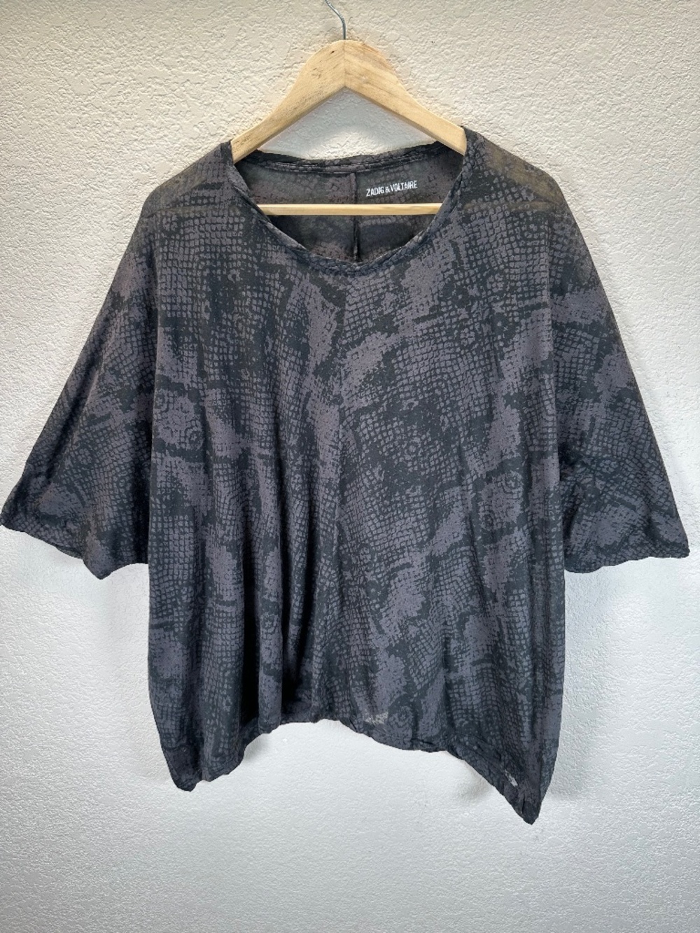 Zadig & Voltaire Mesa Burn Oversize Shirt Blouse Size M Sheer Edgy Rocker Chic